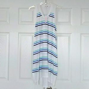 Sundry White/Blue Stripe Slub Pocket Casual Dress